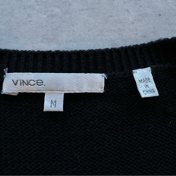 Vince Cotton Cashmere Single Button Cardigan Sweater, Size Medium, Black - Picture 2 of 8